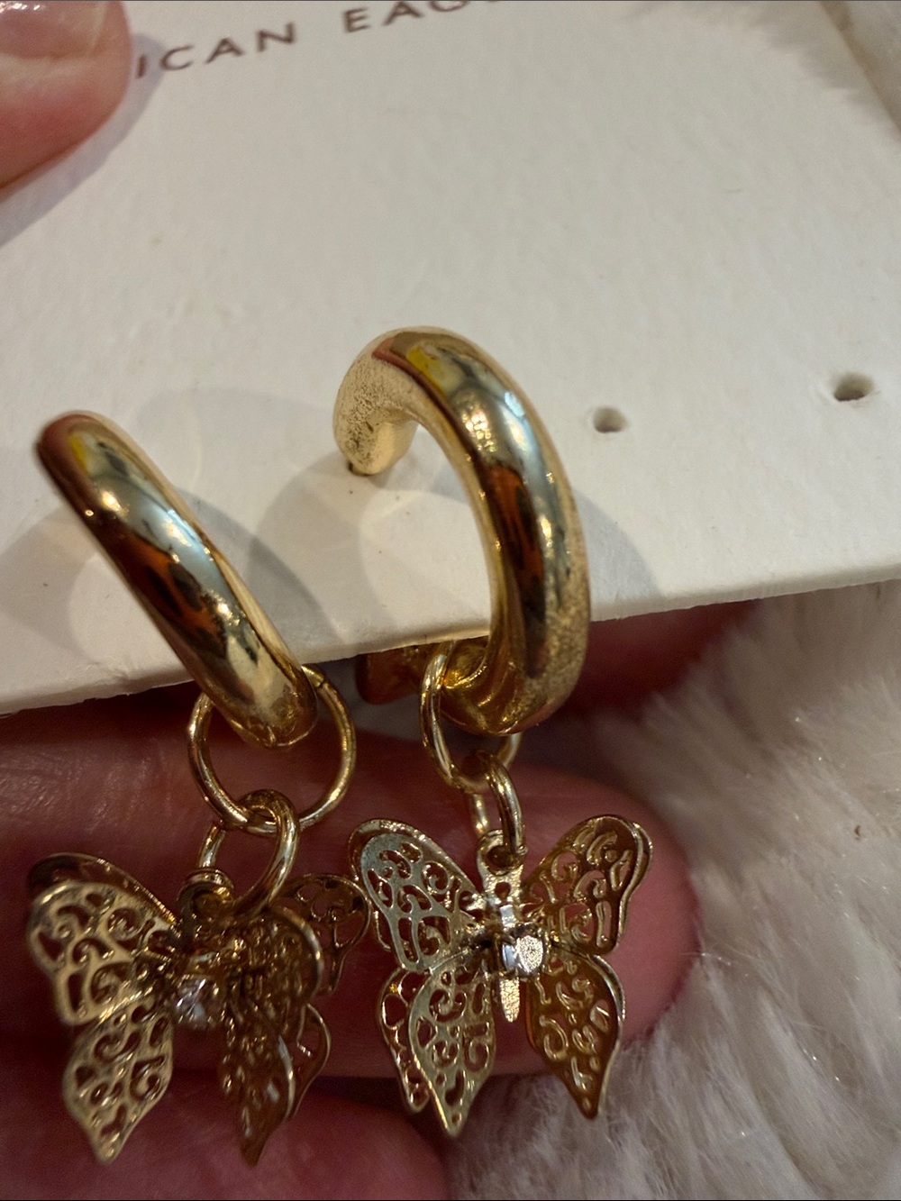 American Eagle Outfitters Gold Butterfly Huggie Earrings